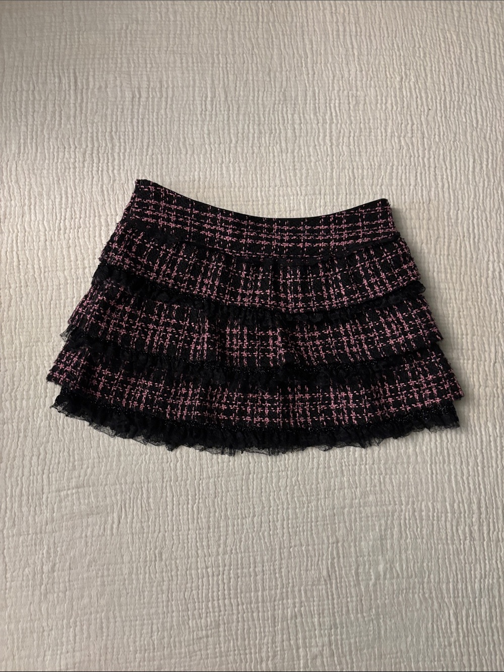 Juicy Girl knit lace mini skirt size M pink black
